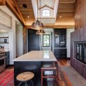 Large kitchen island with Silestone Eternal Marfil quartz surface and integrated seating.