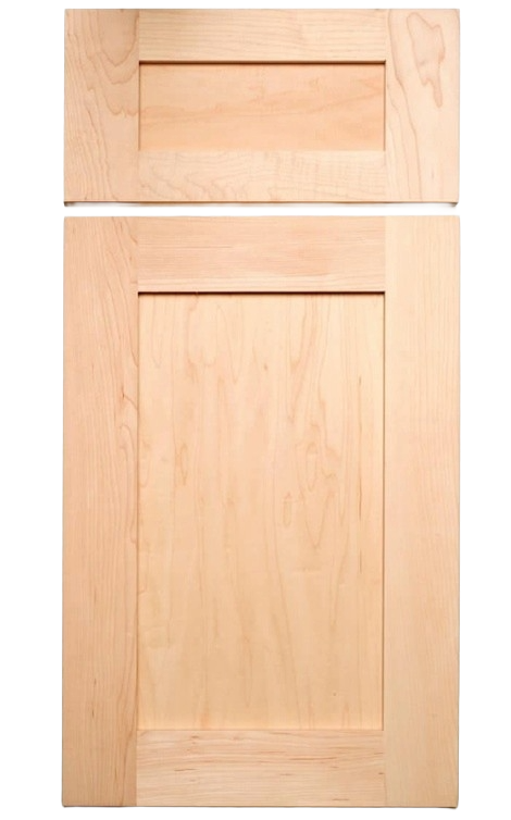 Flat panel cabinet door with recessed center panel for transitional kitchen style