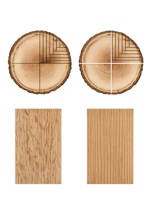 Rift cut white oak wood grain detail showing straight consistent grain pattern